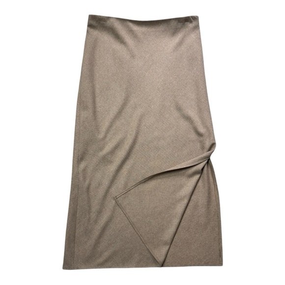 Vince Brushed Flannel Side Slit Slip Skirt in Tan size 10 - Picture 3 of 13